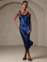 [Dark Blue] SilkSilky  Sleeveless Scoop Neck Dress 005