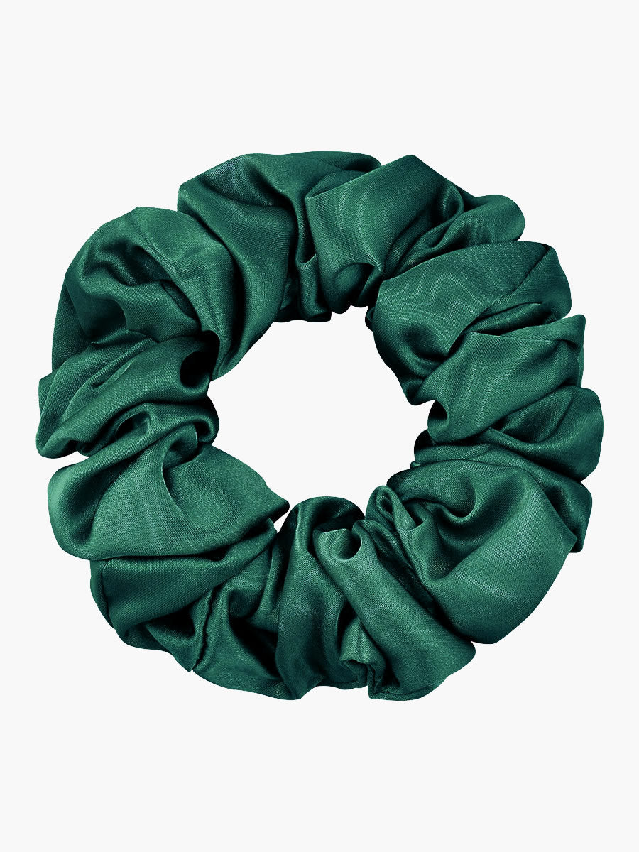 SilkSilky  19Momme Pure Silk Scrunchie DarkGreen 004