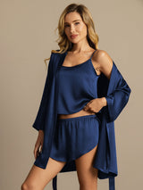 [Dark Blue] SilkSilky  3/4 Sleeve Women's Pajamas 001