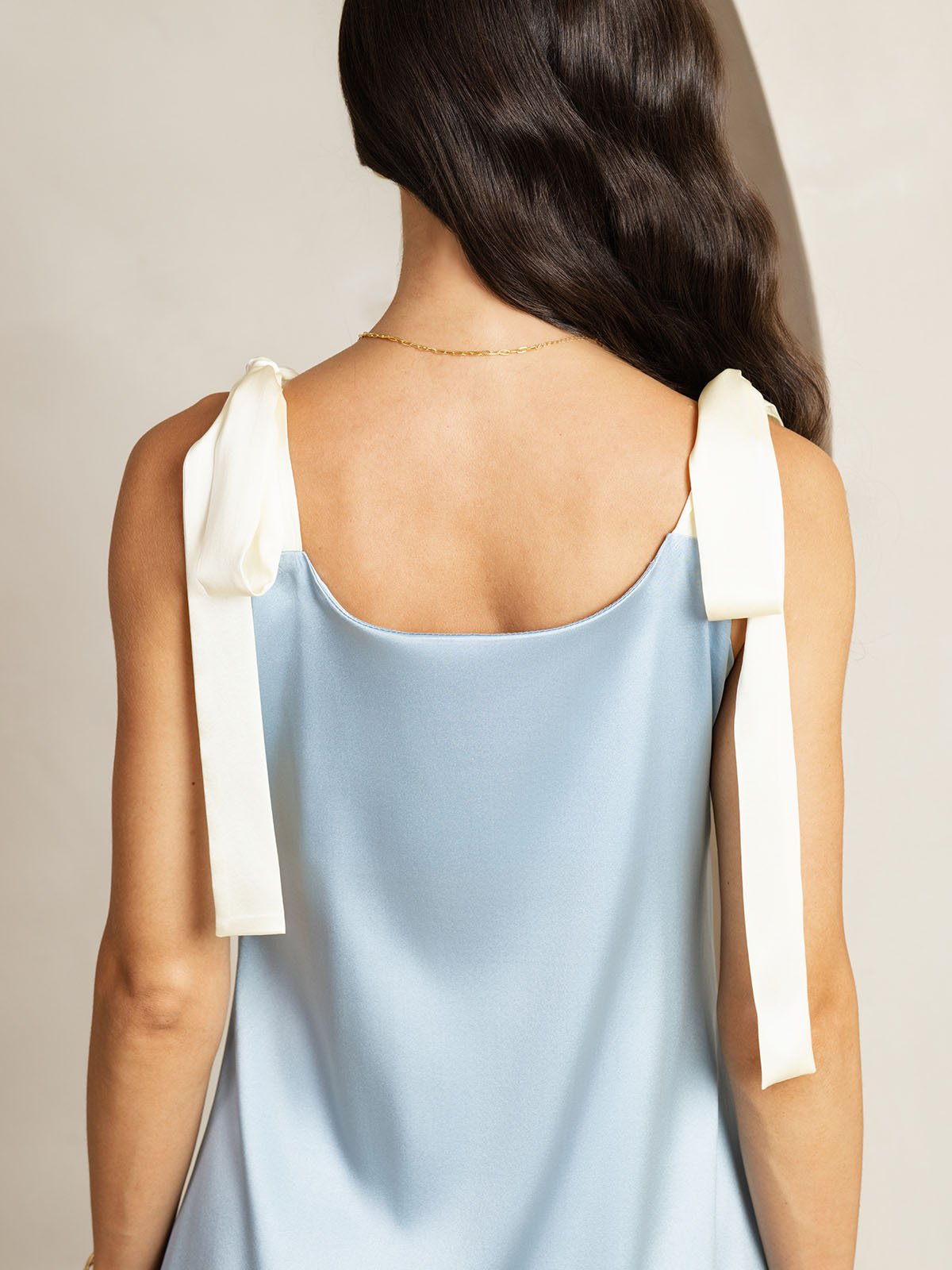 [Grayish Blue] SilkSilky  19Momme Silk Square Neck Dress 006