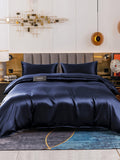 SilkSilky US 19Momme Pure Silk Bedding Set DarkBlue 002