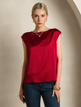 [Wine] SilkSilky  Cap Sleeve Round Neck Women's T-Shirt 004