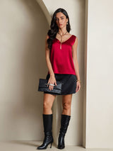 [Wine] SilkSilky  Sleeveless V Neck Camisole Top 007