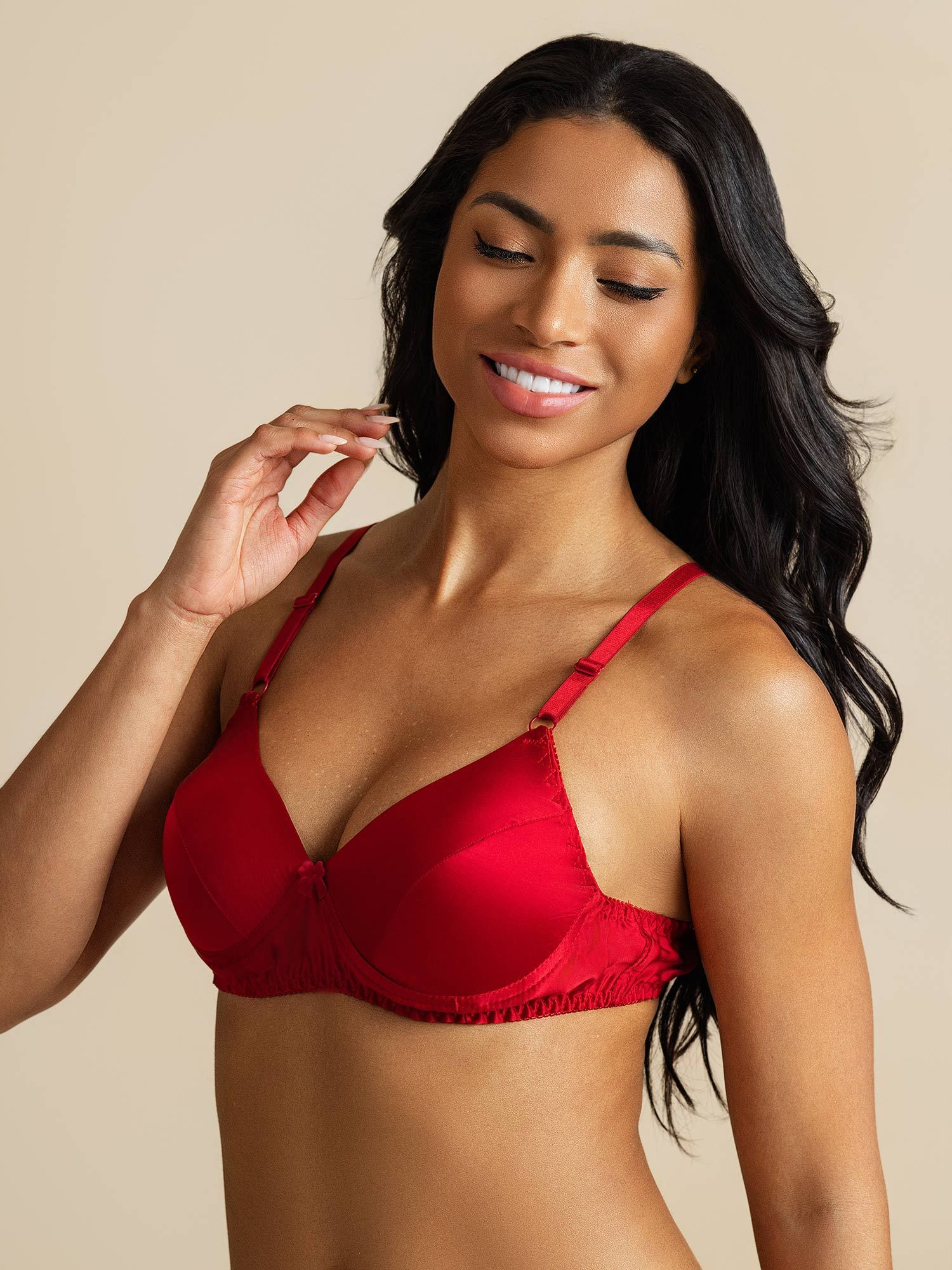 [Red] SilkSilky  Pure Silk Bra 008,