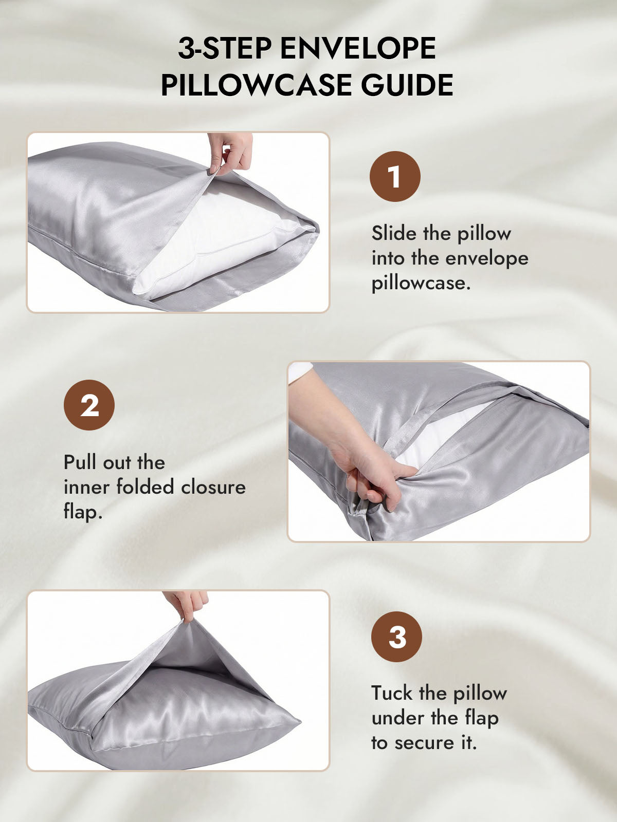 100% Mulberry Silk Pillowcase with Envelope Closure