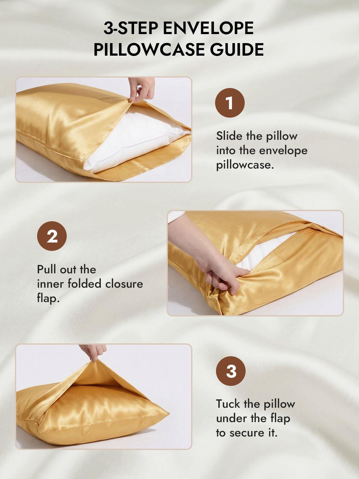 100% Mulberry Silk Pillowcase with Envelope Closure