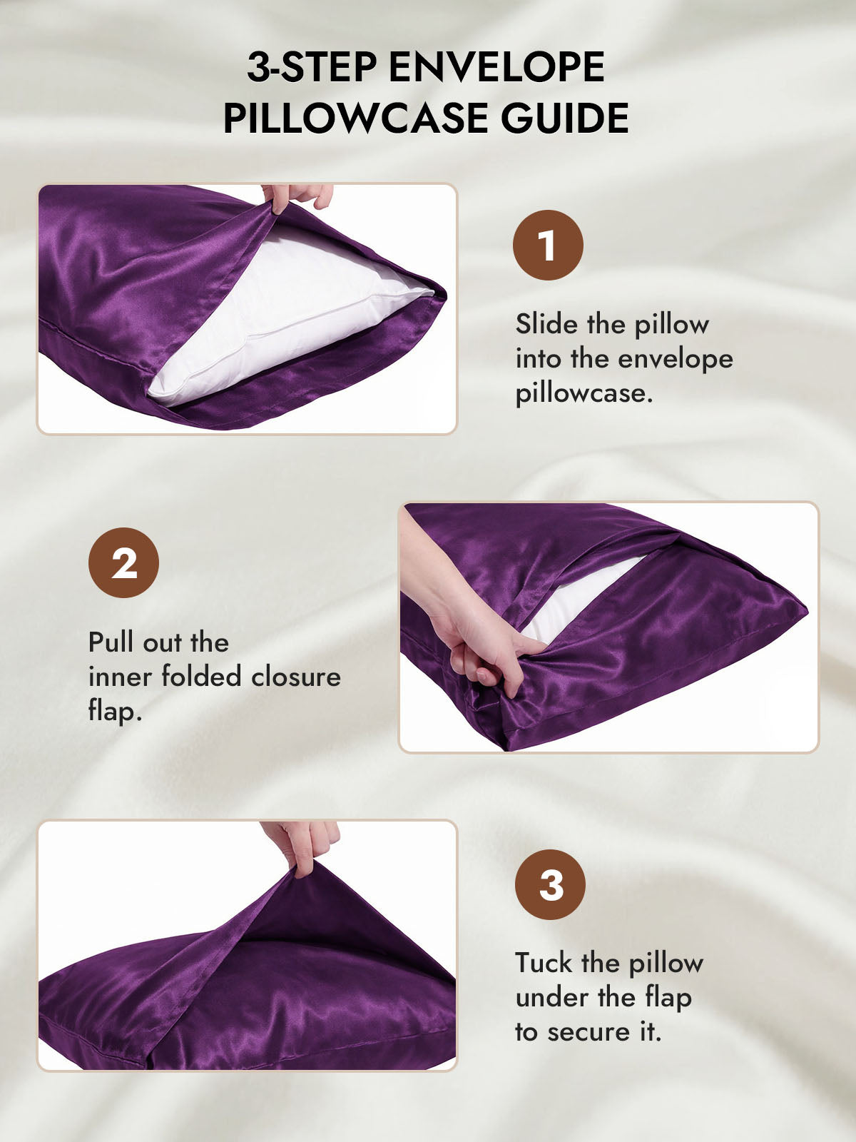 100% Mulberry Silk Pillowcase with Envelope Closure