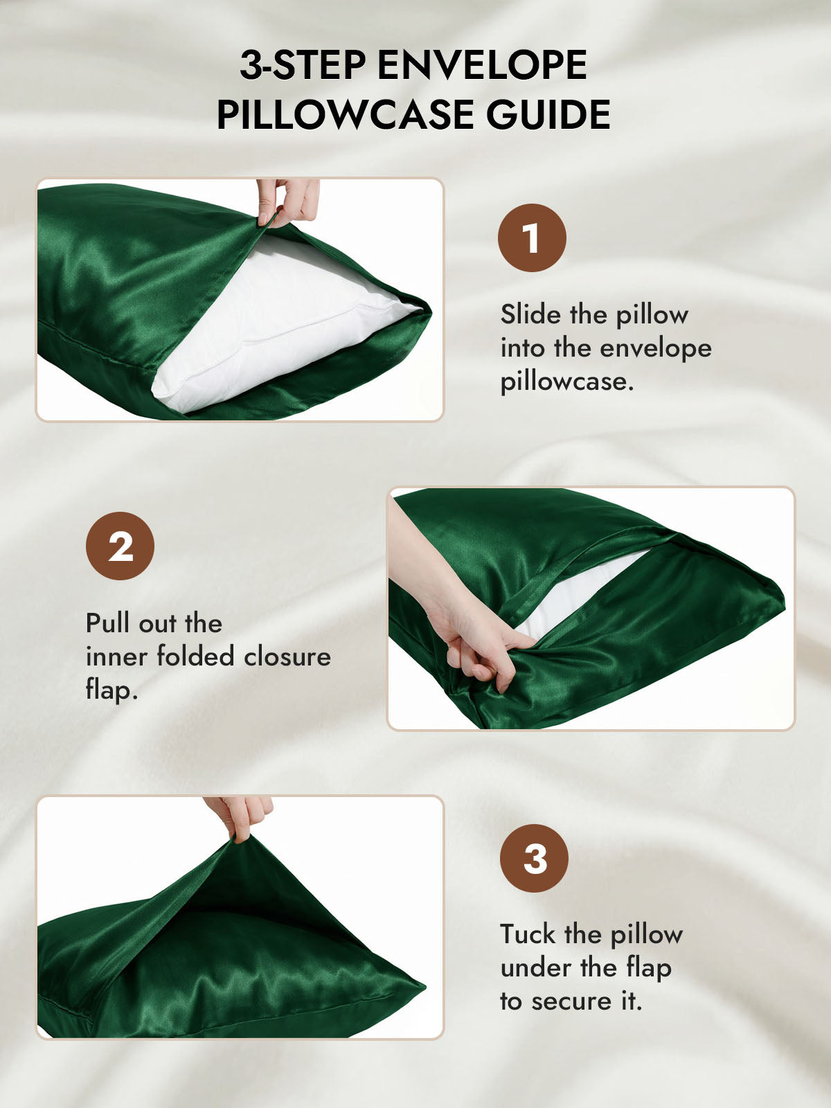 100% Mulberry Silk Pillowcase with Envelope Closure