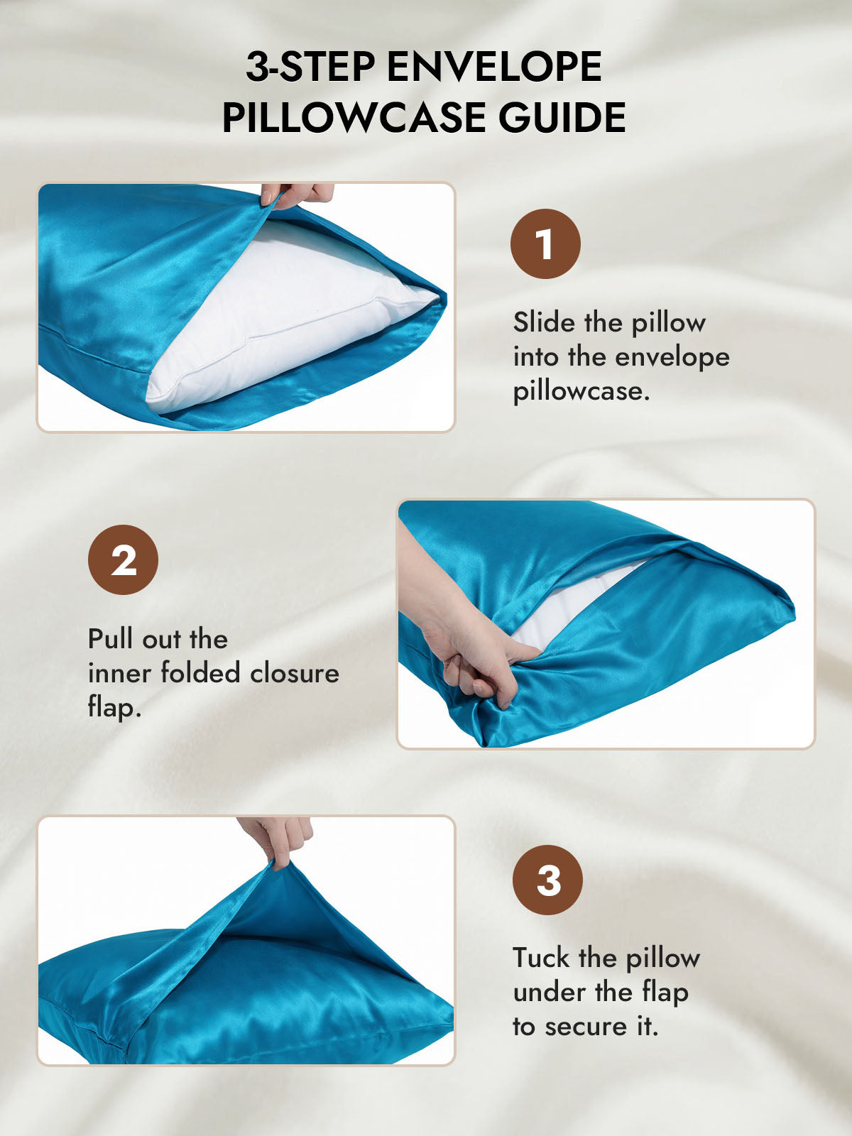 100% Mulberry Silk Pillowcase with Envelope Closure