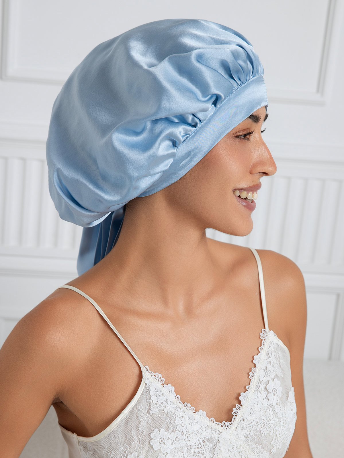 SilkSilky  Pure Silk Sleep Cap LightBlue 005