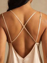 [Light Pink] SilkSilky  Spaghetti Strap V Neck Nightgown 005