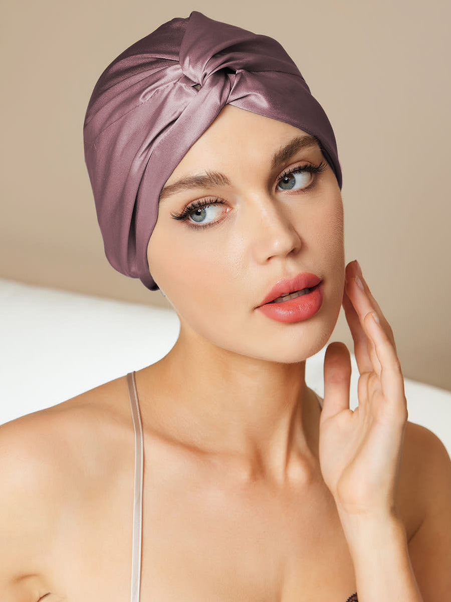 SilkSilky  Pure Silk Sleep Cap PaleMauve 001