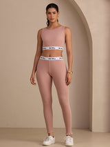 [Pink] SilkSilky Sleeveless Crew Neck Women's Outfit Sets 001