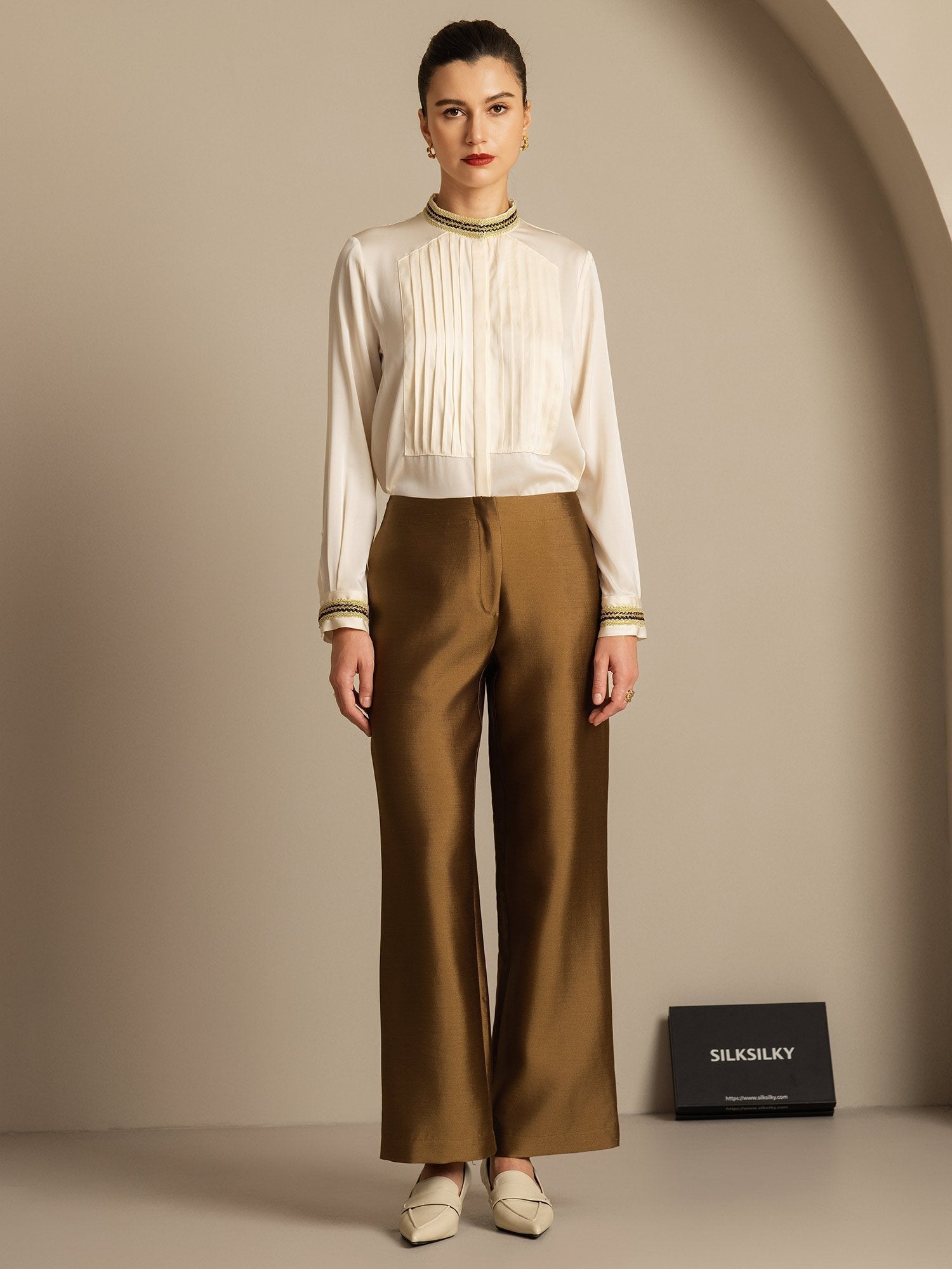 [Bronze] SilkSilky  32Momme Silk Womens Pants 005,