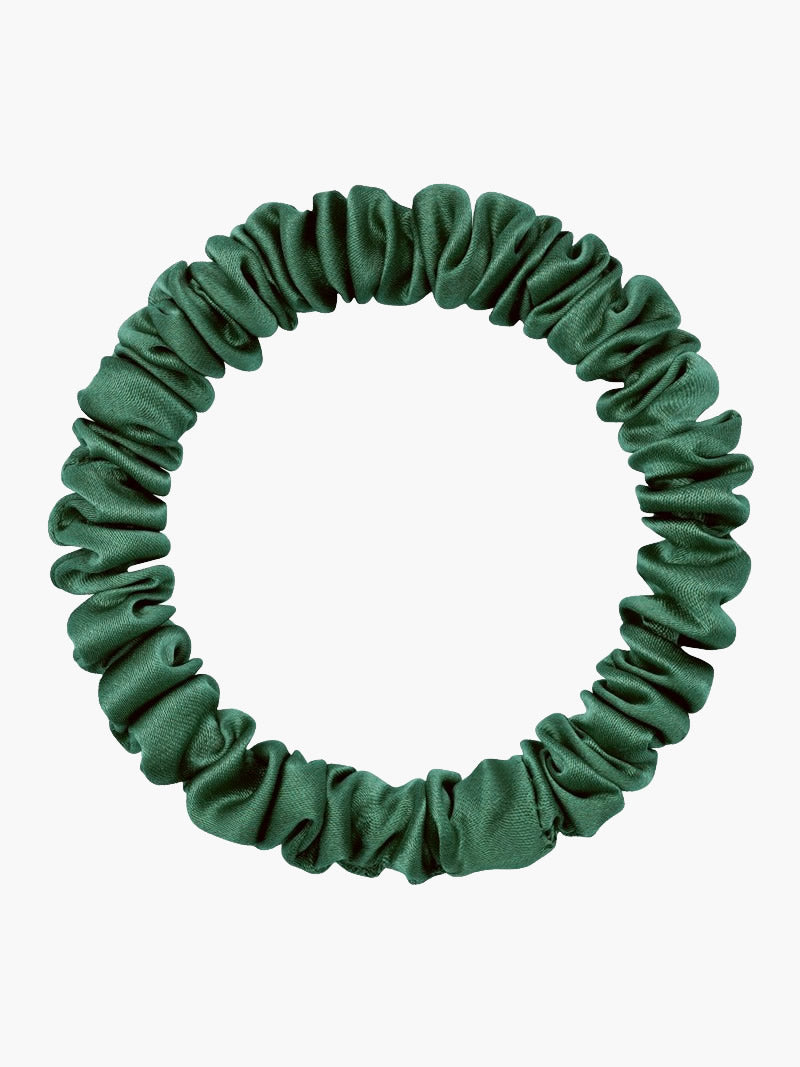 SilkSilky  19Momme Pure Silk Scrunchie DarkGreen 004