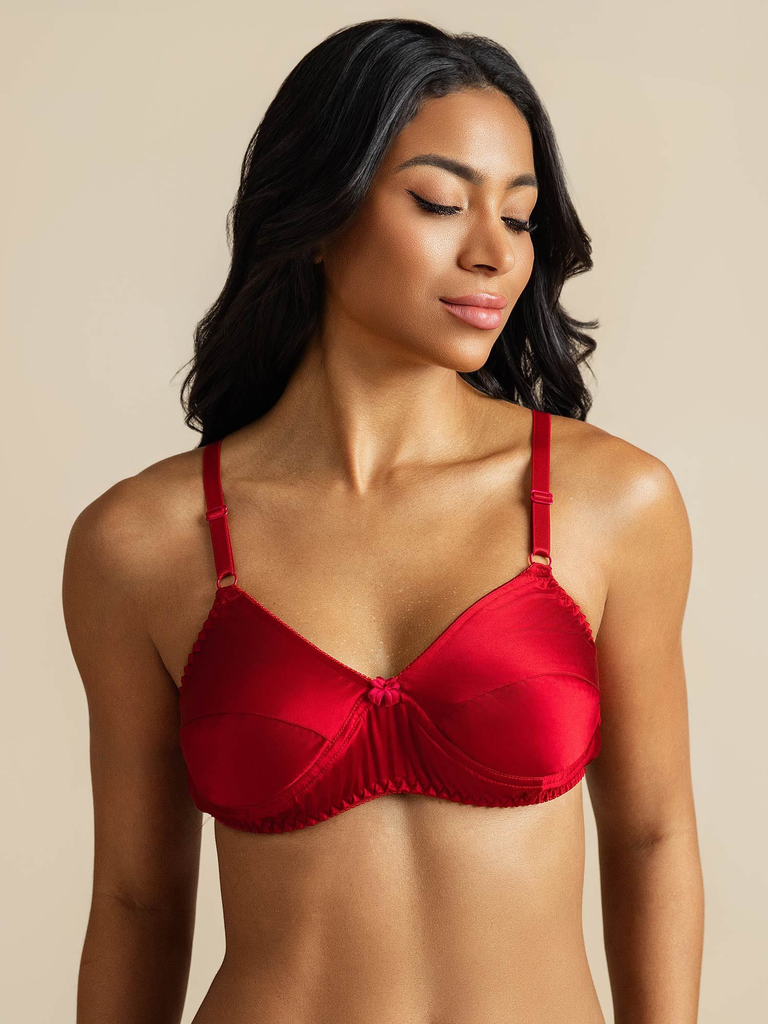 [Red] SilkSilky Pure Silk Bra 001