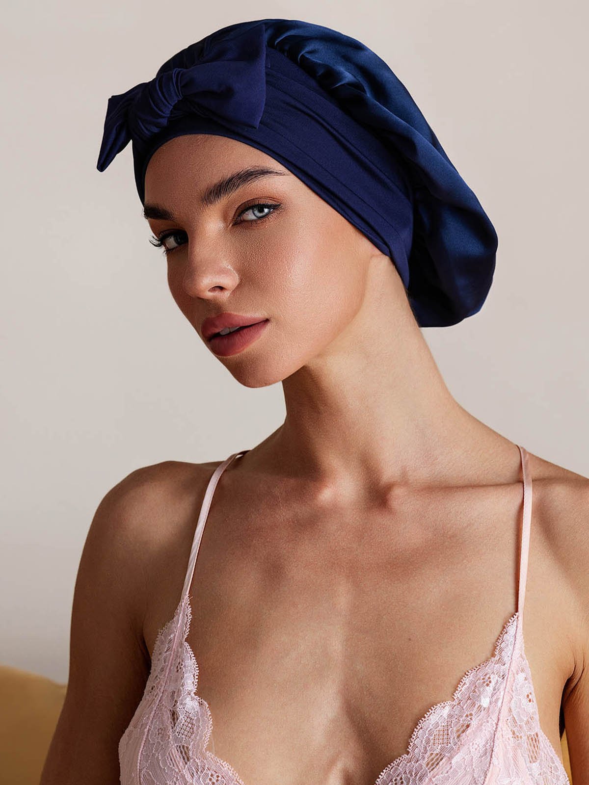 SilkSilky Pure Silk Sleep Cap DarkBlue 005