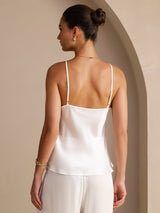 [White] SilkSilky Spaghetti Strap V Neck Camisole Top 002