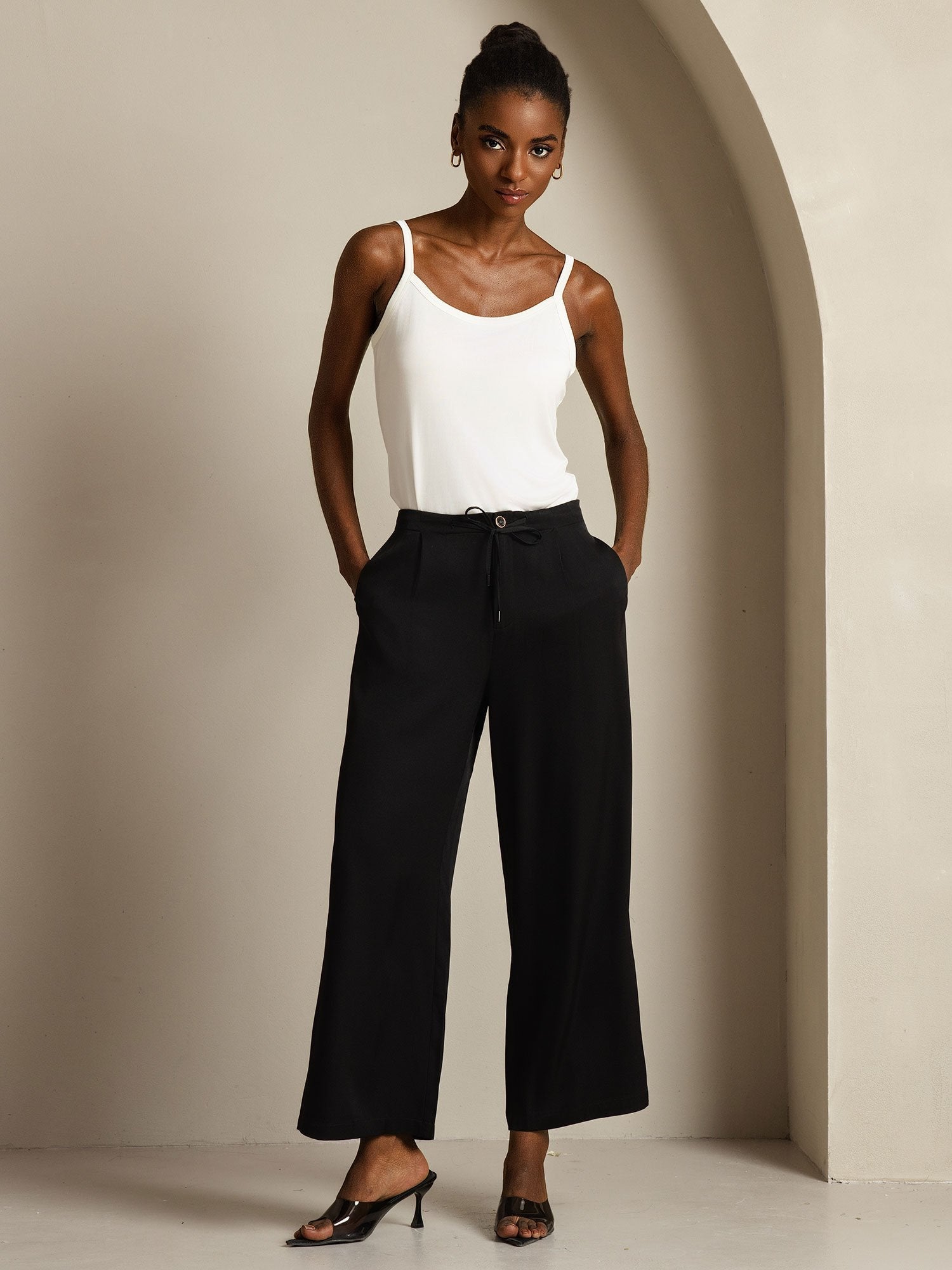 [Black] SilkSilky 19Momme Silk Womens Pants 006