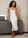 SilkSilky US Pure Silk Sleeveless Boat Neck Dress White 006