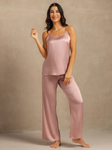 [Peach Skin] SilkSilky  19Momme Machine-Washable Silk Spaghetti Strap Scoop Neck Camisole Set 003