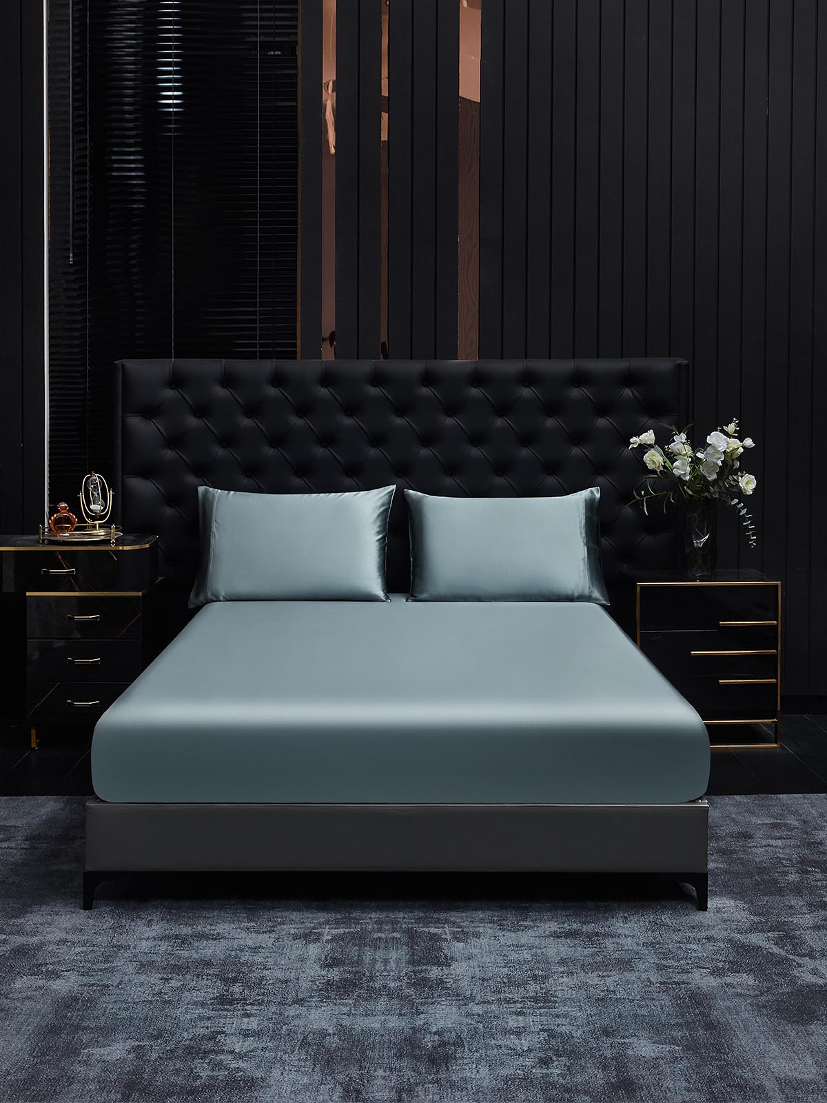 [Grayish Blue] SilkSilky  19Momme Pure Silk Bedding Set 002