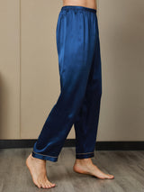 [Dark Blue] SilkSilky  Pure Silk Mens Sleep Bottoms 006,