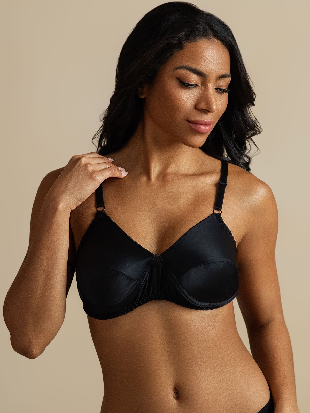 [Black] SilkSilky  Pure Silk Bra 007,