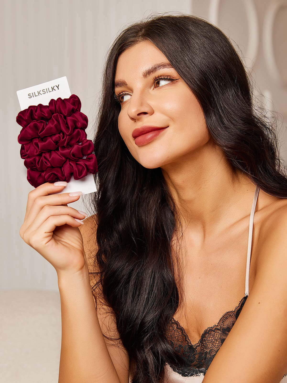 [Fuchsia] SilkSilky  19Momme Pure Silk Scrunchie 001