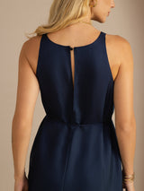 [Dark Blue] SilkSilky Sleeveless Crew Neck Dress 006
