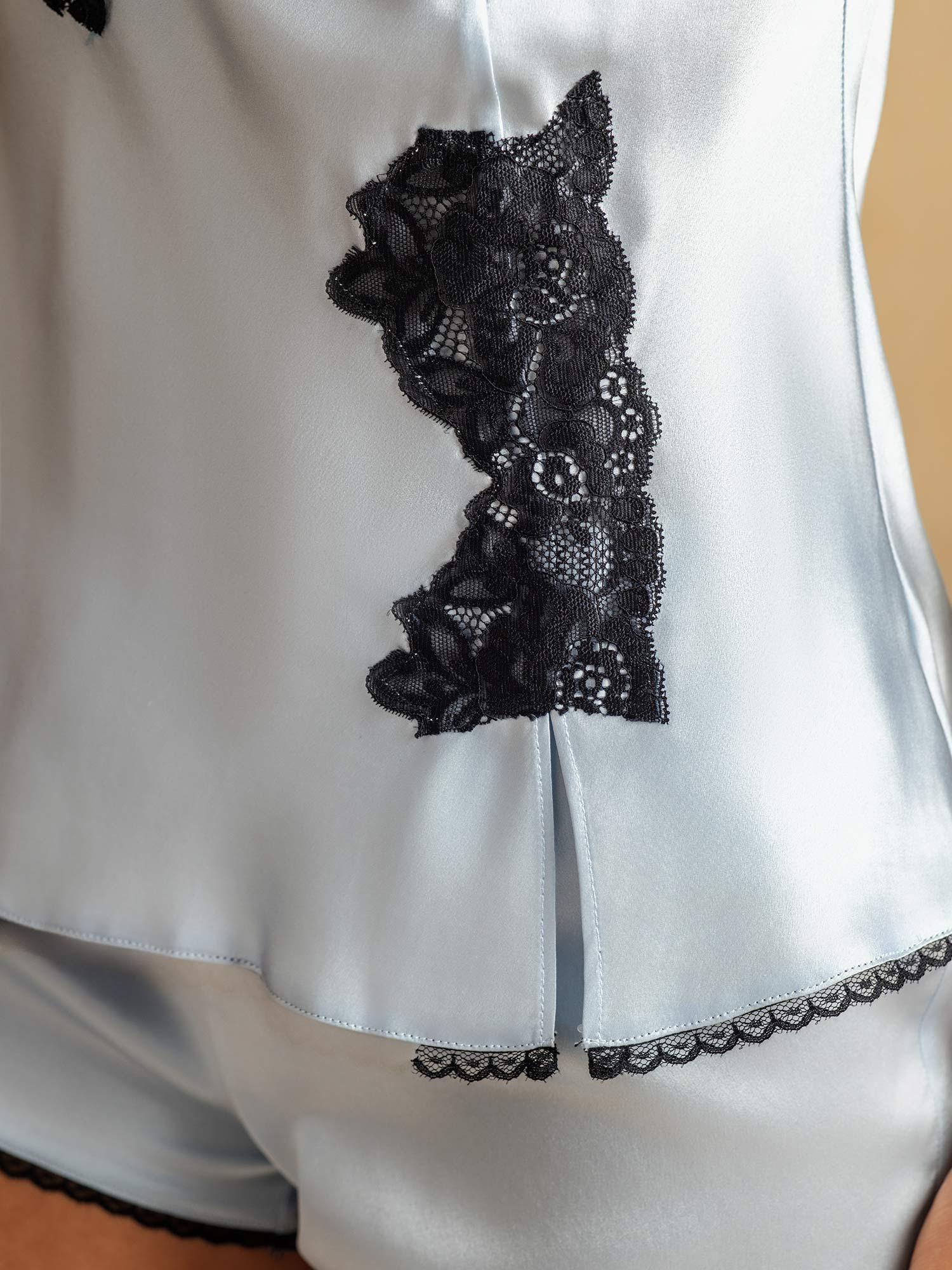 [SkyBlue] SilkSilky Pure Silk Wrap Camisole Set 005