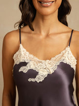 [Purple Gray] SilkSilky  Spaghetti Strap V Neck Camisole Set 004