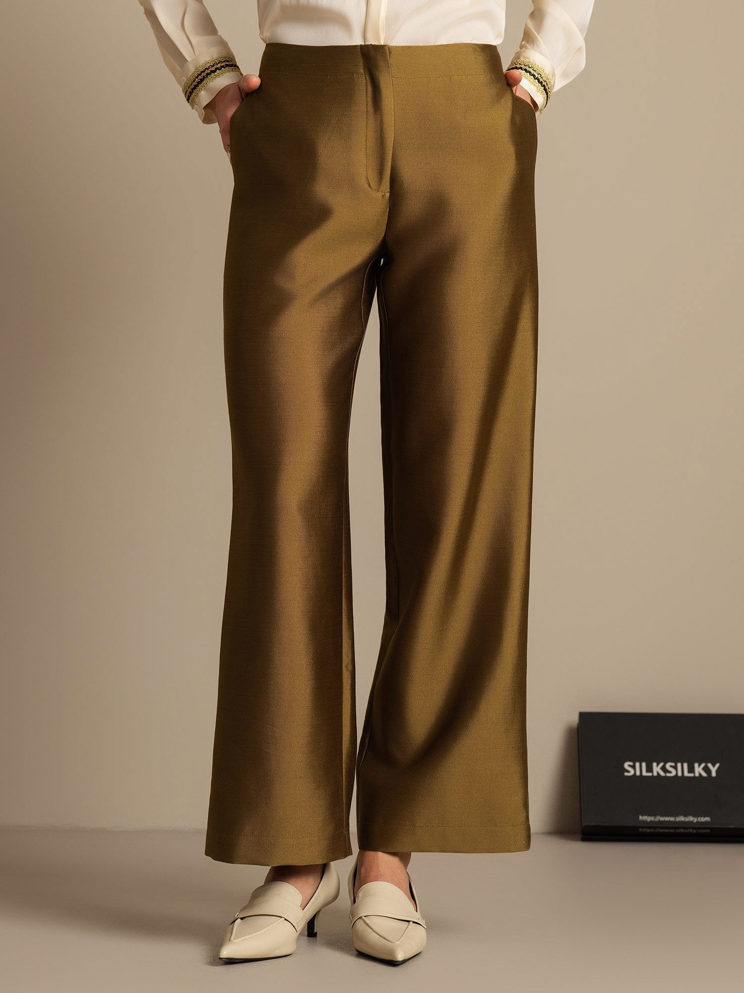 [Bronze] SilkSilky  32Momme Silk Womens Pants 001,