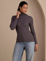 [Dark Gray] SilkSilky  Long Sleeve Turtle Neck Women's T-Shirt 003