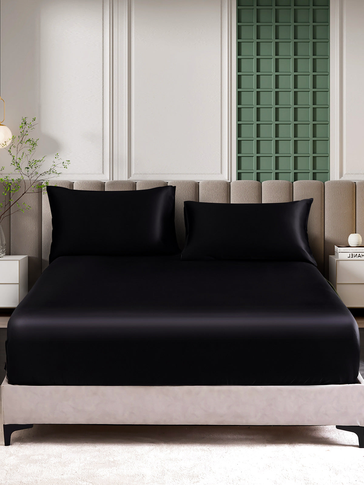 SilkSilky US 25Momme Pure Silk Bedding Set Black 002