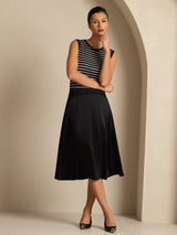 [Black] SilkSilky  19Momme Stretch Silk Charmeuse Skirt 006
