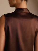 [Bitter Chocolate] SilkSilky Sleeveless Tie Neck Camisole Top 005