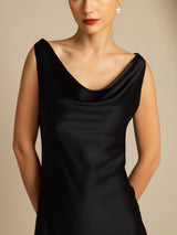 [Black] SilkSilky  Sleeveless Cowl Neck Dress 003