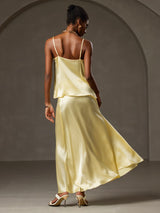 [Yellow] SilkSilky  Spaghetti Strap Cowl Neck Camisole Top 002