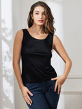 SilkSilky US Silk Knitted Sleeveless Round Neck Women's T Shirt Black 001