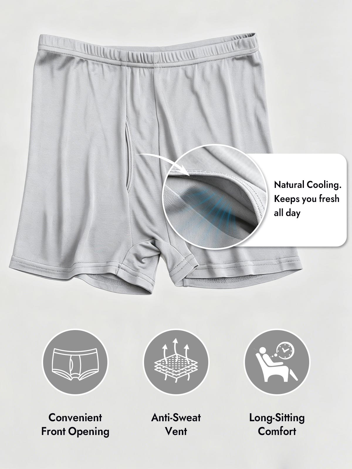 [Gray] SilkSilky  100% Silk Jersey Men's Underwear 003