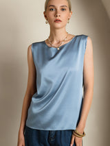 [Grayish Blue] SilkSilky  Sleeveless Round Neck Camisole Top 004