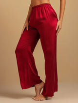 [Wine] SilkSilky  19Momme Machine-Washable Silk Women's Sleep Pants 007