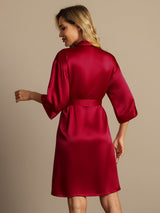 [Wine] SilkSilky  3/4 Sleeve Women's Robe 002