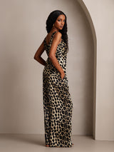[Leopard] SilkSilky  Pure Silk Boat Neck Camisole Set 002,