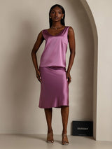 [Deep Purple] SilkSilky  Sleeveless V Neck Camisole Top 005