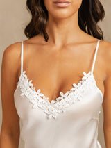[White] SilkSilky Spaghetti Strap Nightgown 005