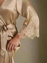 [Champagne] SilkSilky  3/4 Sleeve Women's Robe 005