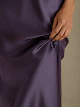 [Purple Gray] SilkSilky  Spaghetti Strap V Neck Nightgown 005