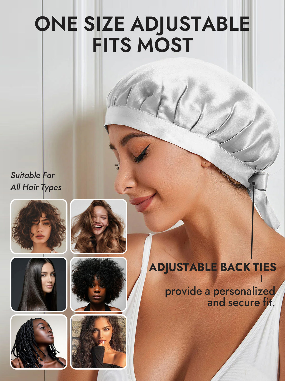 [Silver] SilkSilky  Pure Silk Sleep Cap 006